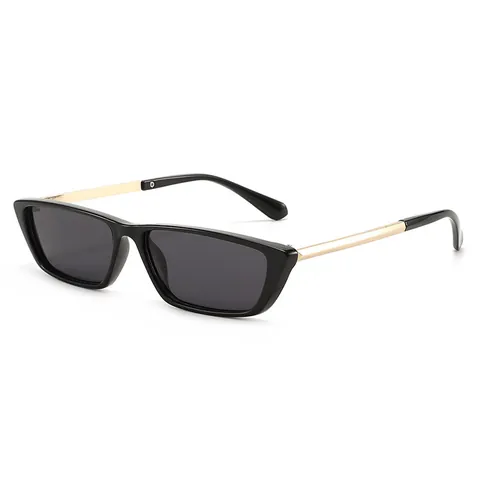 Women Retro Narrow Rectangular Sunglasses Metal Temple PC Frame UV400 Fashion Small Cat Eye Sun Glasses For Outdoor Travel