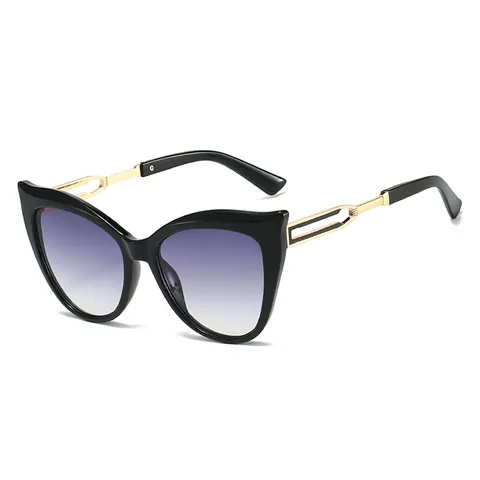 Damen Mode Katzenauge Sonnenbrillen PC Rahmen Legierung hohle Bügel Verlaufsgläser UV400 Schutz Vintage Brillen Brillenrahmen