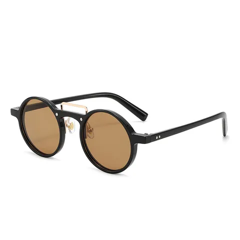 Vintage Round Sunglasses For Men Women Metal Double Bridge PC Frame UV400 Protection Fashion Outdoor Travel Eyewear Eyeglasses
