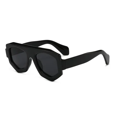 Lunettes de Soleil Géométriques à Polygones Mode Monture PC Lentille AC Protection UV400 Lunettes Hip Hop Surdimensionnées pour Photo de Rue Femme Homme