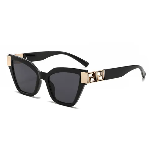 Lunettes de Soleil Femme Retro Œil de Chat Avec Décoration Métal Clé Grecque UV400 Mode Luxe Designer