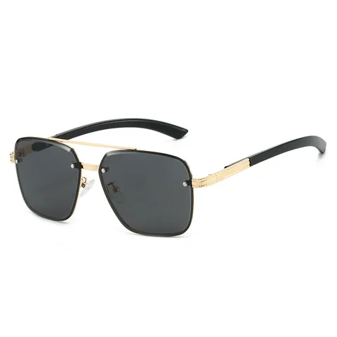 Vintage Metal Double Bridge Aviator Sunglasses Square Frame Fashion Street Shoot UV400 Protection Unisex Sun Glasses