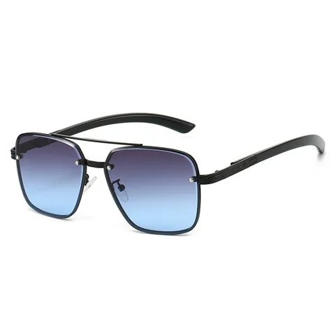 Vintage Metal Double Bridge Aviator Sunglasses Square Frame Fashion Street Shoot UV400 Protection Unisex Sun Glasses