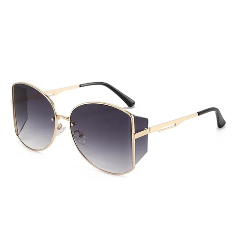 Trendige Übergroße Polygonale Metallrahmen Sonnenbrille Für Damen Mode Vintage Seitenschutz UV400 Schutz Sonnenbrille