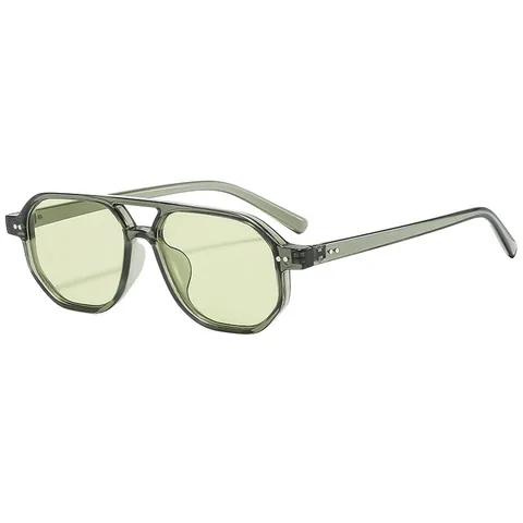Vintage Pilot Sonnenbrille Für Damen Herren Geometrische Doppelsteg Mode Brillen UV400 Schutz Nieten Eckige Sonnenbrillen