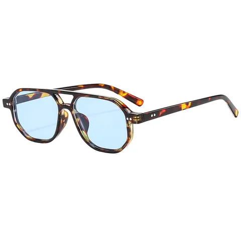 Lunettes de Soleil Aviateur Vintage Double Pont pour Hommes Protection UV400 Monture PC Lentille AC Mode Pilote