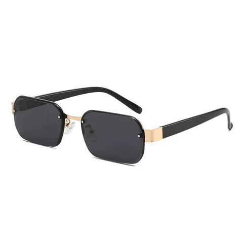Vintage Rimless Rectangle Sunglasses Women Men Metal Frame UV400 Protection Fashion Square Lens Eyewear Trendy Outdoor Sunglasses