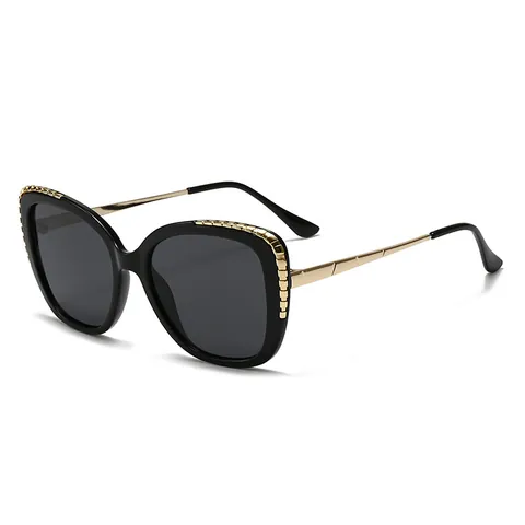 Women Fashion Cat Eye Sunglasses Vintage Large Frame Metal Chain Decor UV400 Protective Eyewear For Travel Party Lady Luxury Sun Glasses