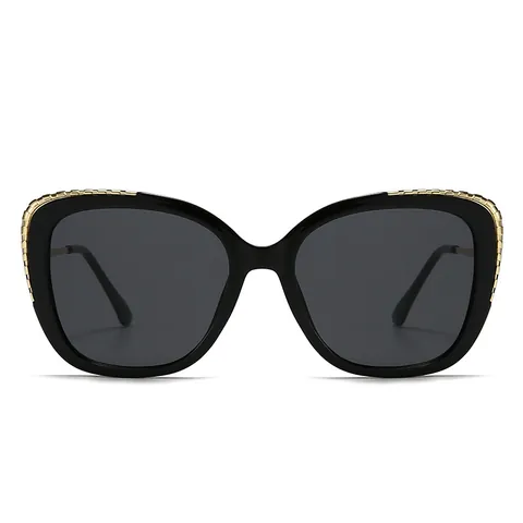 Women Fashion Cat Eye Sunglasses Vintage Large Frame Metal Chain Decor UV400 Protective Eyewear For Travel Party Lady Luxury Sun Glasses
