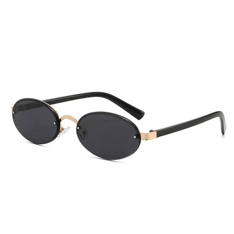 Retro Rimless Oval Sunglasses UV400 Protection Metal Alloy PC Lens Fashion Sun Glasses For Women Outdoor Travel Party