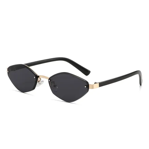 Rimless Geometric Sunglasses Alloy Metal Frame UV400 Protection Polygon Diamond Cut Lens Retro Fashion Eyewear For Women