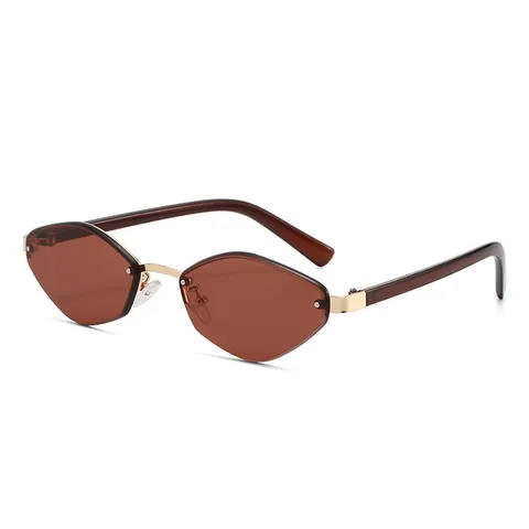 Rimless Geometric Sunglasses Alloy Metal Frame UV400 Protection Polygon Diamond Cut Lens Retro Fashion Eyewear For Women