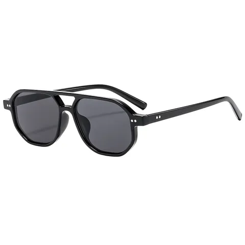 Lunettes de Soleil Aviateur Vintage Double Pont pour Hommes Protection UV400 Monture PC Lentille AC Mode Pilote