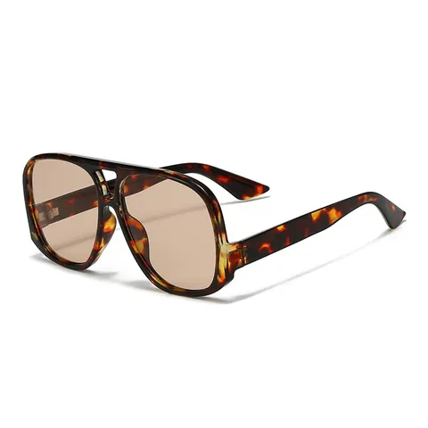 Aviator Sunglasses Large Frame Double Bridge Retro Vintage Fashion Tortoiseshell Plastic Frame UV400 Men Women