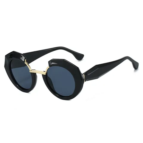 Mode Runde Rahmen Geometrische Metallbesatz Sonnenbrille UV400 Schutz Retro Ins Stil Street Fotografie Brillen Für Damen