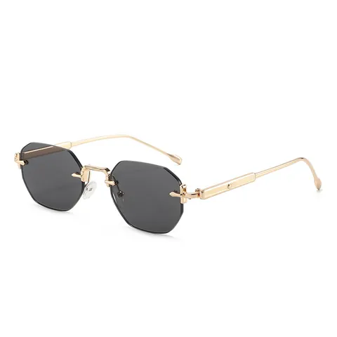 Gafas De Sol Octagonales Sin Montura De Moda Montura De Aleación De Metal Lente De PC Protección UV400 Gafas Retro Geométricas Para Viajes Fiesta Unisex