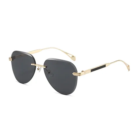 Mode Randloze Aviator Zonnebril Metalen Frame UV400 Gradiënt Lenzen Trendy Straatfotografie Unisex Zonnebril
