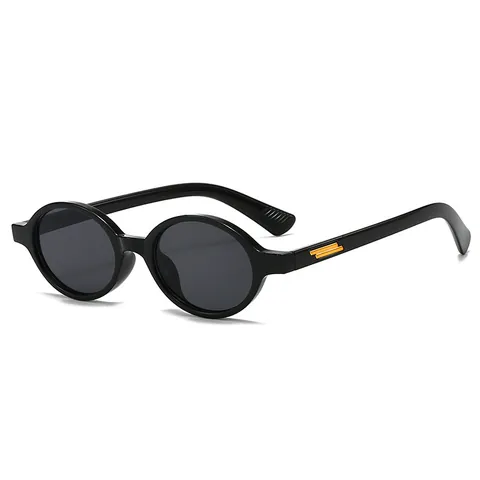 Vintage Oval Small Frame Sunglasses For Women Men UV400 Protection Retro Fashion Eyewear With Gold Metal Trim Decoration