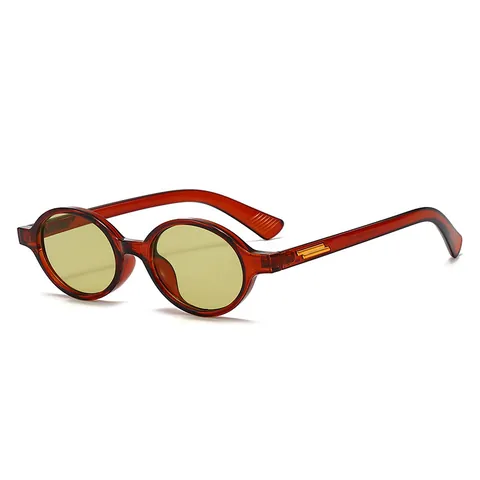 Vintage Oval Small Frame Sunglasses For Women Men UV400 Protection Retro Fashion Eyewear With Gold Metal Trim Decoration