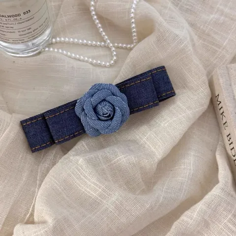 Fermaglio Per Capelli Rosa In Denim Vintage Per Donna Stile Coreano Tessuto Denim Blu Fermaglio A Becco D'Anatra Accessori Per Capelli