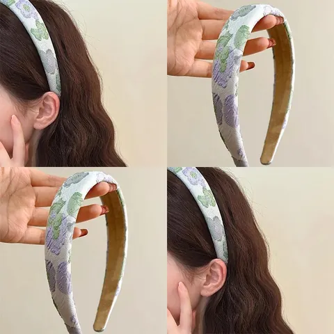Korean Style French Retro Floral Jacquard Hair Accessories For Women Girls Sweet Handmade Hair Clip Scrunchie Headband Daily Wear Accessory
