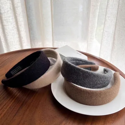 Französischer Eleganter Verdickter Wollstoff Breiter Haarreif Für Damen Einfarbig Warm Weiches Fleece Haarband Mode Kopfschmuck