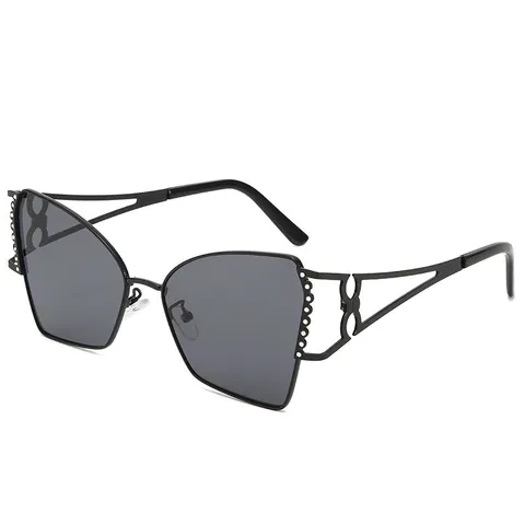 Lunettes de Soleil Carrées en Métal Vintage pour Femmes Mode Branches Ajourées Décor Strass Protection UV400 pour Voyage