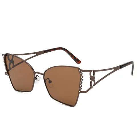 Lunettes de Soleil Carrées en Métal Vintage pour Femmes Mode Branches Ajourées Décor Strass Protection UV400 pour Voyage