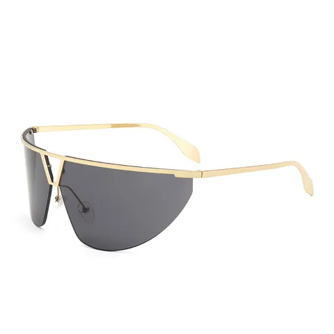 Women Shield Fashion Sunglasses UV400 Protection Metal Frame Oversized Flat Top Square Frame Avant-Garde Hip Hop Eyewear