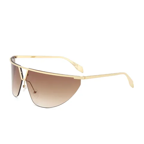 Women Shield Fashion Sunglasses UV400 Protection Metal Frame Oversized Flat Top Square Frame Avant-Garde Hip Hop Eyewear