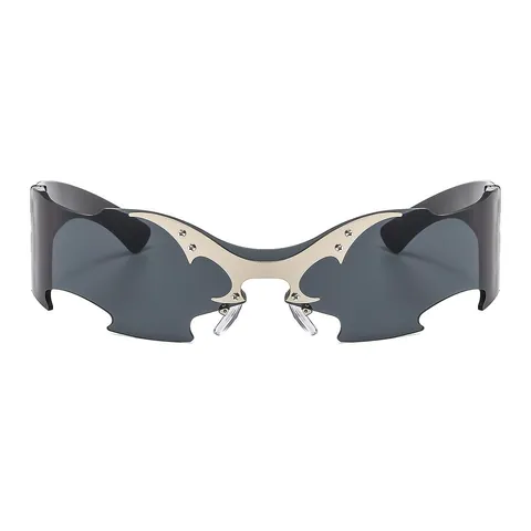 Cyberpunk Futuristisch Fledermausflügel Randlos Sonnenbrille Für Damen Herren Gothic Y2K Hip Hop Einteilig Dekorativ Spiegel Gläser UV400