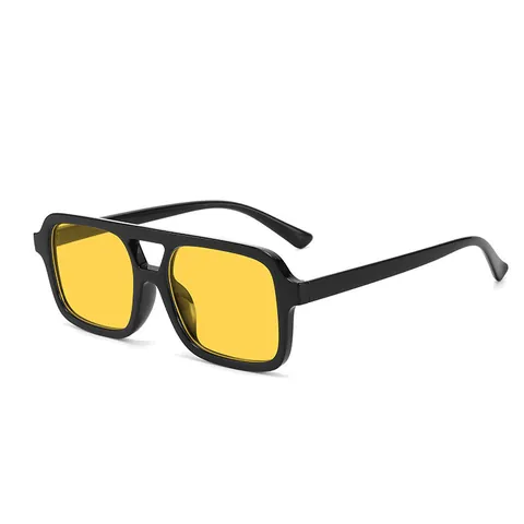Retro Quadratische Doppelbrücke Sonnenbrille Für Damen Herren Mode Oversize UV400 Schutz Trendy PC Rahmen Brillen