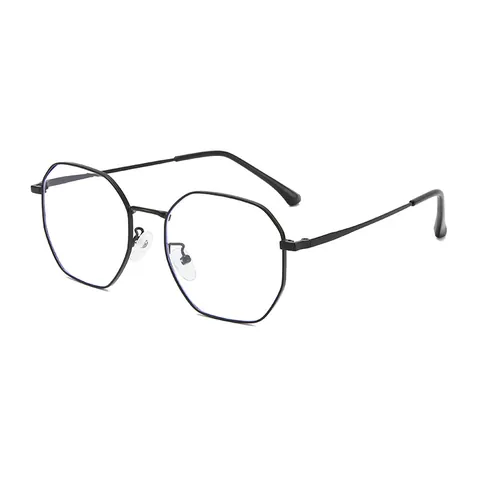 Occhiali Anti Luce Blu con Montatura in Metallo Poligonale Vintage per Uomo Donna Montatura Ottica Esagonale Lente Chiara