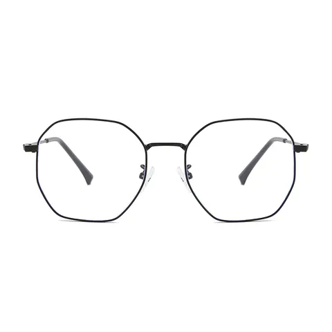 Occhiali Anti Luce Blu con Montatura in Metallo Poligonale Vintage per Uomo Donna Montatura Ottica Esagonale Lente Chiara