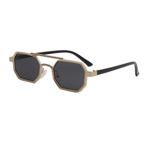 Retro Polygoon Metaal Frame AC Lens Zonnebril Dubbele Brug UV400 Mode Brillen Voor Mannen Vrouwen Trendy Geometrische Tinten