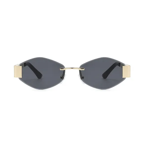 Lunettes de Soleil Géométriques Sans Monture Rétro Cadre en Métal Protection UV400 Lentilles Dégradées Mode Hommes Femmes