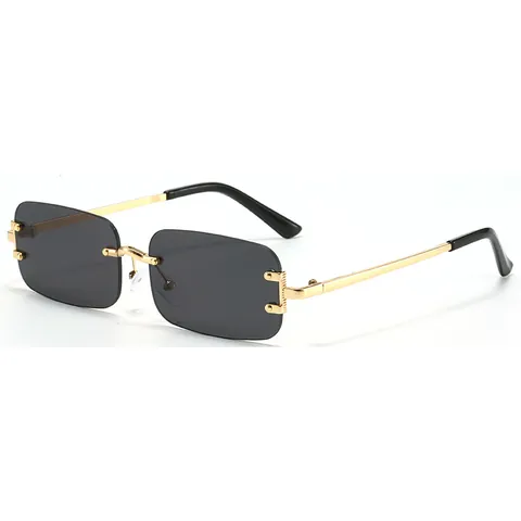 Mode Randloos Rechthoekig Zonnebril Vintage Metalen Frame UV400 Bescherming Zonnebril Retro Vierkante Brillen Voor Mannen Vrouwen Outdoor Accessoire