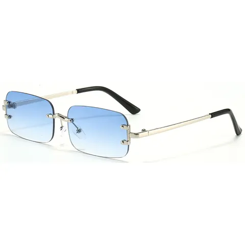 Mode Randloos Rechthoekig Zonnebril Vintage Metalen Frame UV400 Bescherming Zonnebril Retro Vierkante Brillen Voor Mannen Vrouwen Outdoor Accessoire