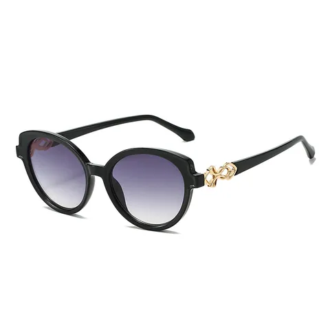Damen Mode Cat Eye Sonnenbrille Legierung Metall Rundrahmen Verlauf PC Linse Retro UV Schutz Sonnenschutz Brille Reise Schmuck