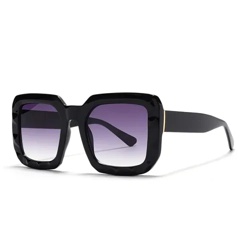 Lunettes de Soleil Carrées à la Mode Pour Femmes Hommes Verres en PC Monture en Alliage PC UV400 Verres Dégradés Lunettes de Soleil Style Street Trendy