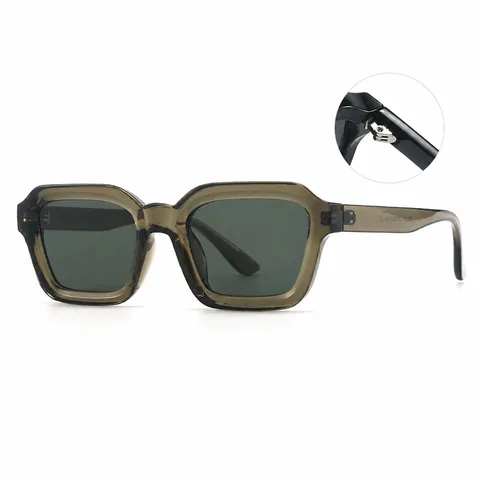 Occhiali da Sole Quadrati Retrò per Donna Protezione UV400 Montatura Piccola Occhiali alla Moda Materiale PC Nero Tartarugato Verde