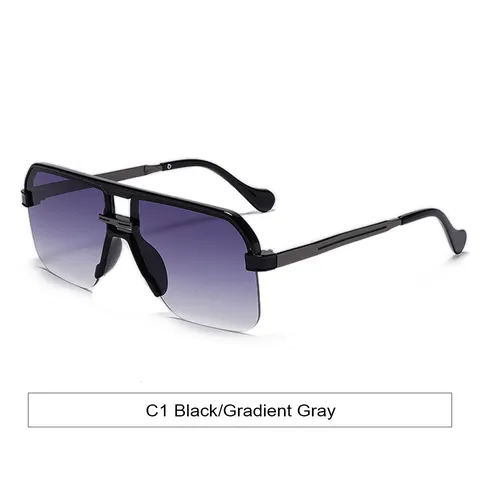 Dames Mode Half-Rand Zonnebril Gradiënt Lenzen UV400 Metalen Frame Trendy Oversized Zonnebril Voor Autorijden Reizen