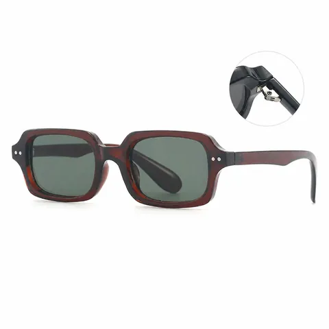 Retro Rechthoekige Klinknagel Zonnebril Vrouwen Mannen Vierkant Frame UV400 Mode Bril Stijlvolle Street Style Zonwering