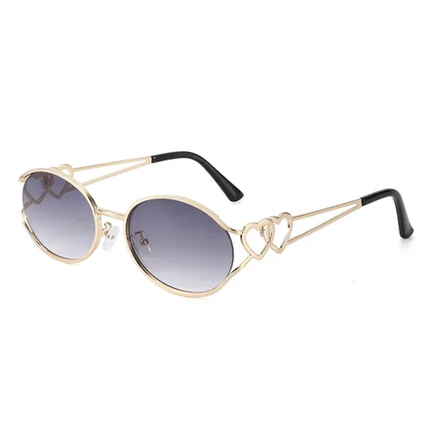 Trendy Oval Metal Frame Sunglasses For Women Vintage Heart Decorative UV400 PC Lens Fashion Streetwear Eyewear Eyeglasses