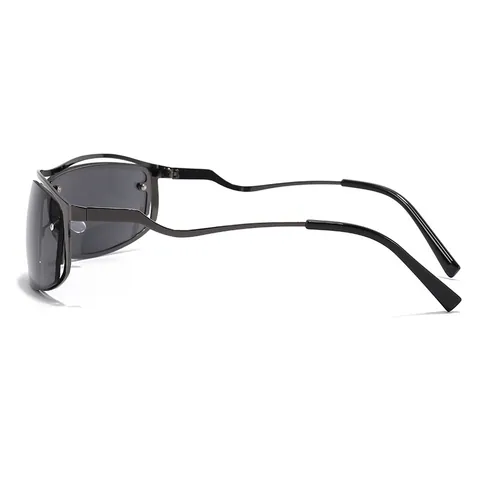 Retro Square Metal Frame Sunglasses UV400 Protection Gradient Lens Wavy Temples Fashion Outdoor Driving Eyewear For Adult