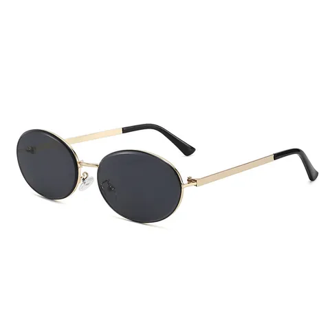 Women Retro Oval Sunglasses Alloy Gold Metal Frame PC Lens UV400 Protection Small Frame Fashion Sun Glasses Outdoor Beach Eyewear