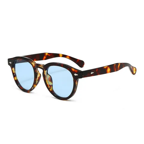 Vintage Round Sunglasses PC Frame AC Lens UV400 Protection Retro Rivet Decor Unisex Fashion Eyeglasses