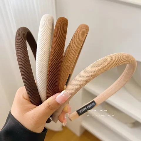 Diadema Acolchada Estilo Coreano de Punto a Cuadros Engrosada Mujer Vintage Elegante Diadema Ancha Accesorio para el Pelo