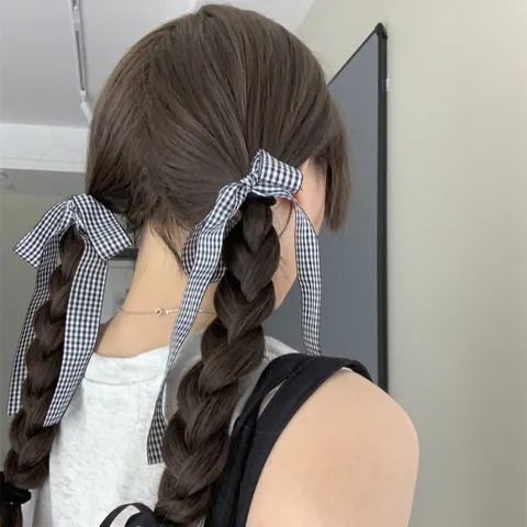Damen Vintage Schleife Haarspangen Haarseile Plaid Gingham Satin Stoff Eleganter Kopfschmuck Für Den Alltag Dating Mädchen Haarschmuck