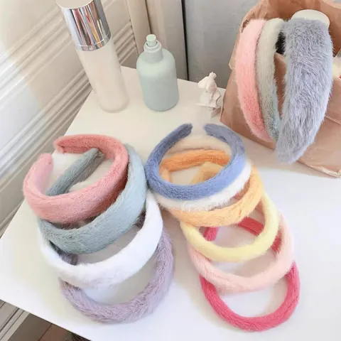 Diadema Acolchada de Felpa Estilo Coreano Piel Sintética Banda para el Cabello Gruesa para Mujer Accesorios de Invierno